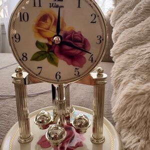 Waltham Floral Clock with Gold Accents